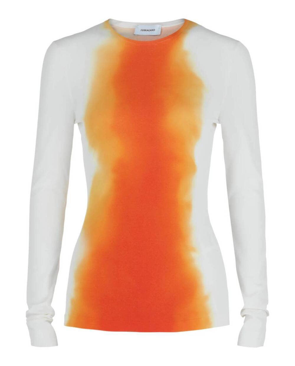 NEW SALVATORE FERRAGAMO women's ombre knit long sleeve top in white